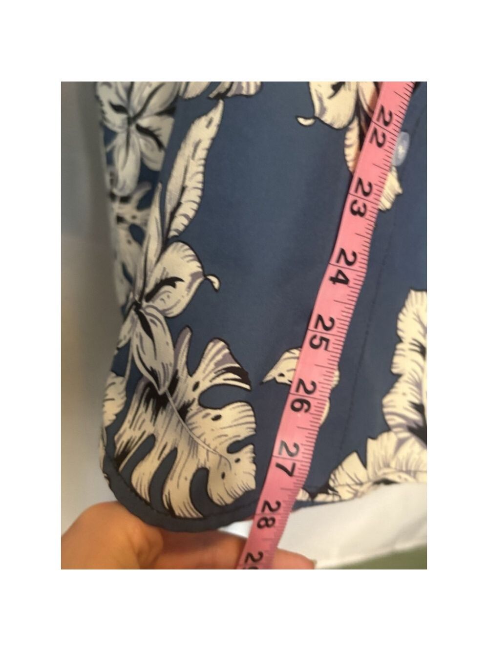 SHEIN Men’s Tropical Hawaiian Shirt Blue White Floral Palm Leaf Short Sleeve L - Picture 3 of 5